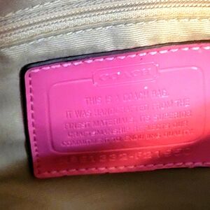 Khaki Pink Sig C COACH bag and wallet